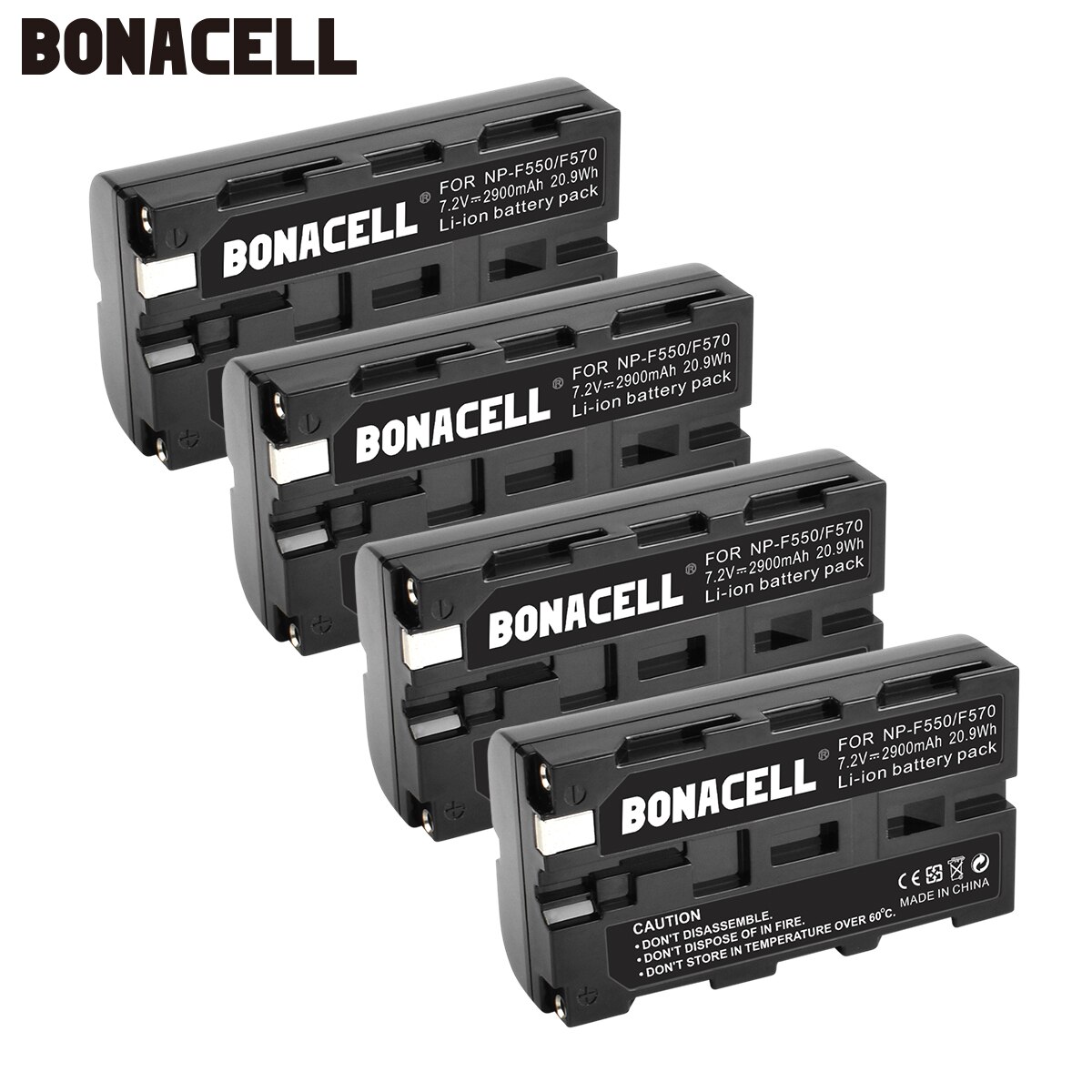 Bonacell 2900mAh NP-F550 NP F550 NP-F570 Camera Battery For Sony NP-F330 NP-F530 NP-F570 NP-F730 NP-F750 CCD-TRV81 CCD-RV100 L70: 4 Pack Battery