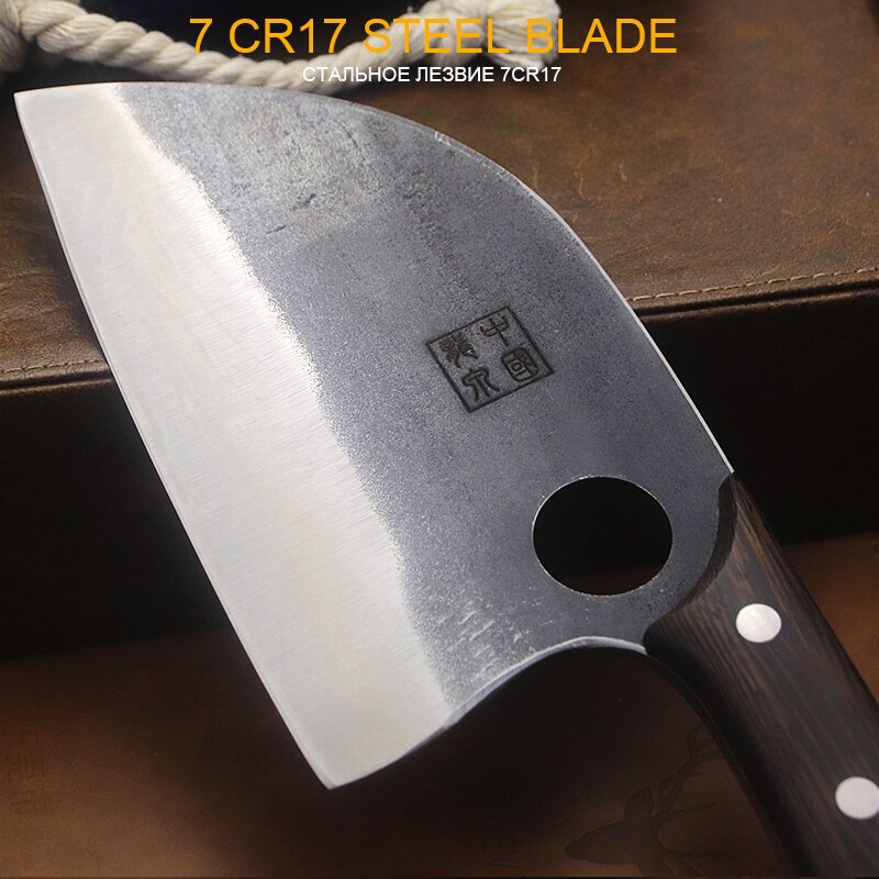 Longquan 6.5-inch manual forging kitchen knife household thickening chopping dual use chef&#39;s knife cutting meat for ladies