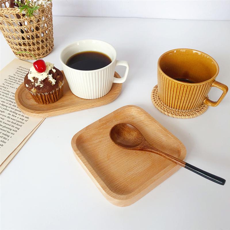2Pcs Beech Wood Oval Tray Mini Dinne Plate Household Tableware For Home Shop Mini Solid Wood Dinner Plate kitchen Supplies
