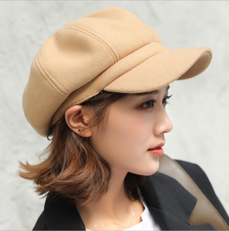 Vrouwen Baret Herfst Winter Achthoekige Cap Hoeden Stijlvolle Kunstenaar Schilder Newsboy Caps Zwart Grijs Baret Hoeden: camel