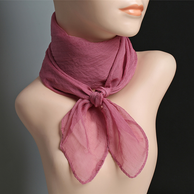 70X70 cm Simulatie Zijden Sjaals vrouwen Veelzijdige Kleine Vierkante Effen Chiffon Sjaal Gaas Sjaal Party: Turquoise