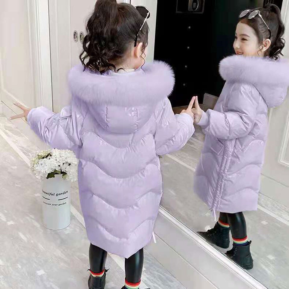 Leeftijd Voor 4 5 6 7 8 9 10 12Yrs Tienermeisjes Warme Beneden Parka Effen Kleur Volledige Mouw Bovenkleding mode Meisjes Jassen Winter Kleding