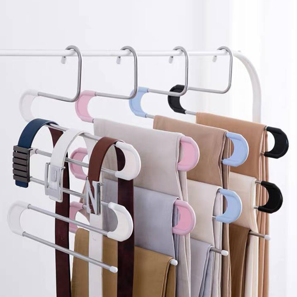 Cintres en acier inoxydable, 5 couches, forme S, pour pantalons, vêtements, multicouches