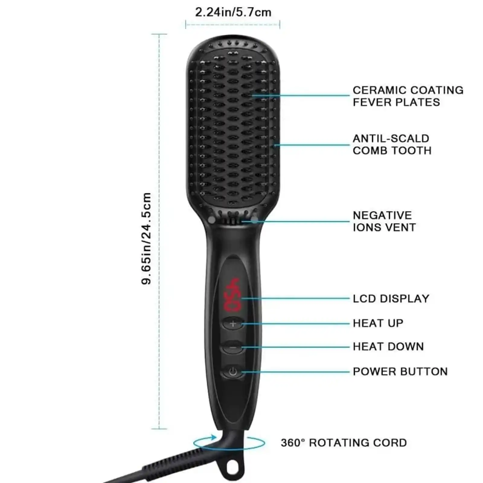 Cepillo alisador de pelo, hojas de peinado rápido, cabello liso, suave y brillante, reduce el frizz, adecuado para cabello ondulado, rizado y grueso
