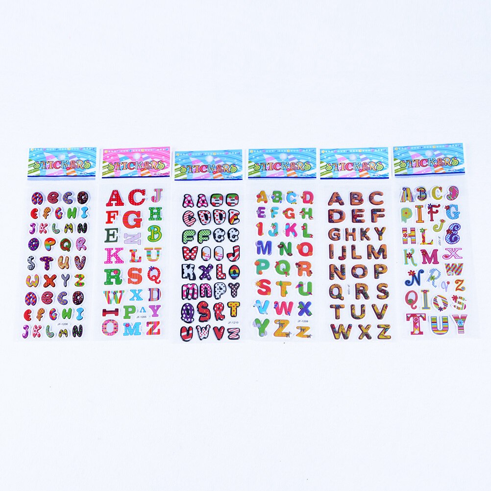 10 Sheets Alphabet Letter Bubble Sticker Cute 3d Cartoon Child Stickers for Children Baby Kids Classic Stationery 7cm*17cm