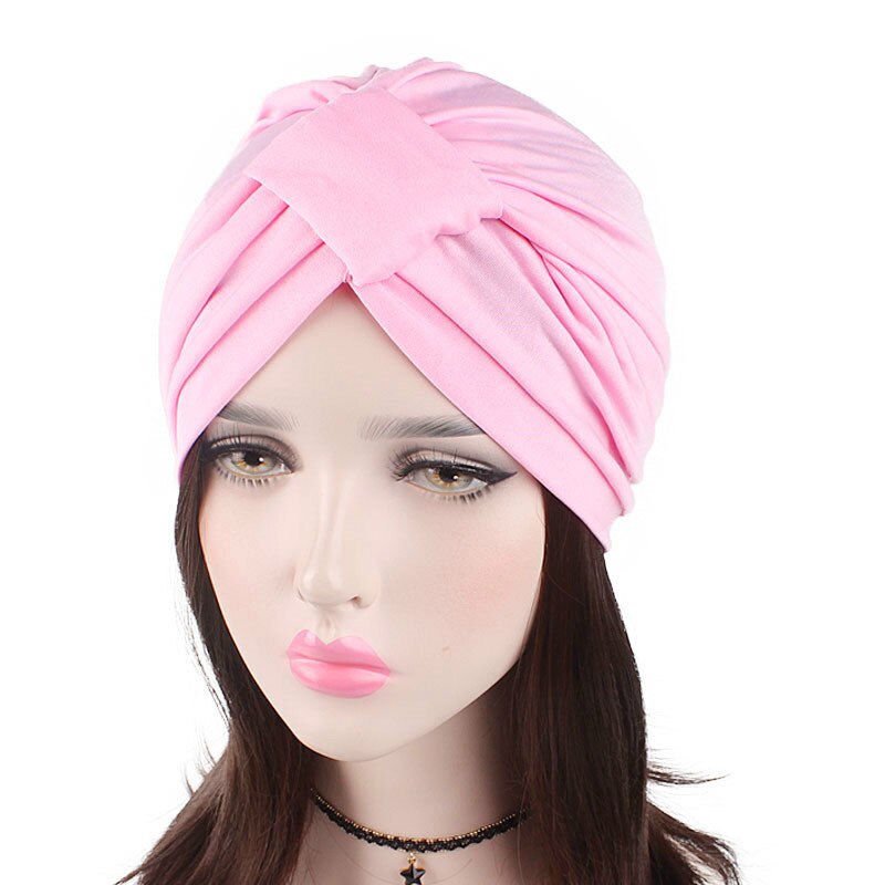Nouvelle femmes Hijab chapeau coton Turban dôme casquette chapeaux pour musulman Hijab tête foulards dames Bonnet chapeau Turban chapeau: Rose