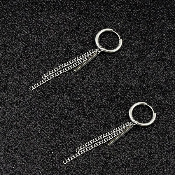 Wukaka Mannen Earing Ketting Oor Manchet Zonder Piercing Clip Oorbellen Punk Rvs Oorbellen Voor Koele Jongen Oorbel Man Sieraden: EDH011903