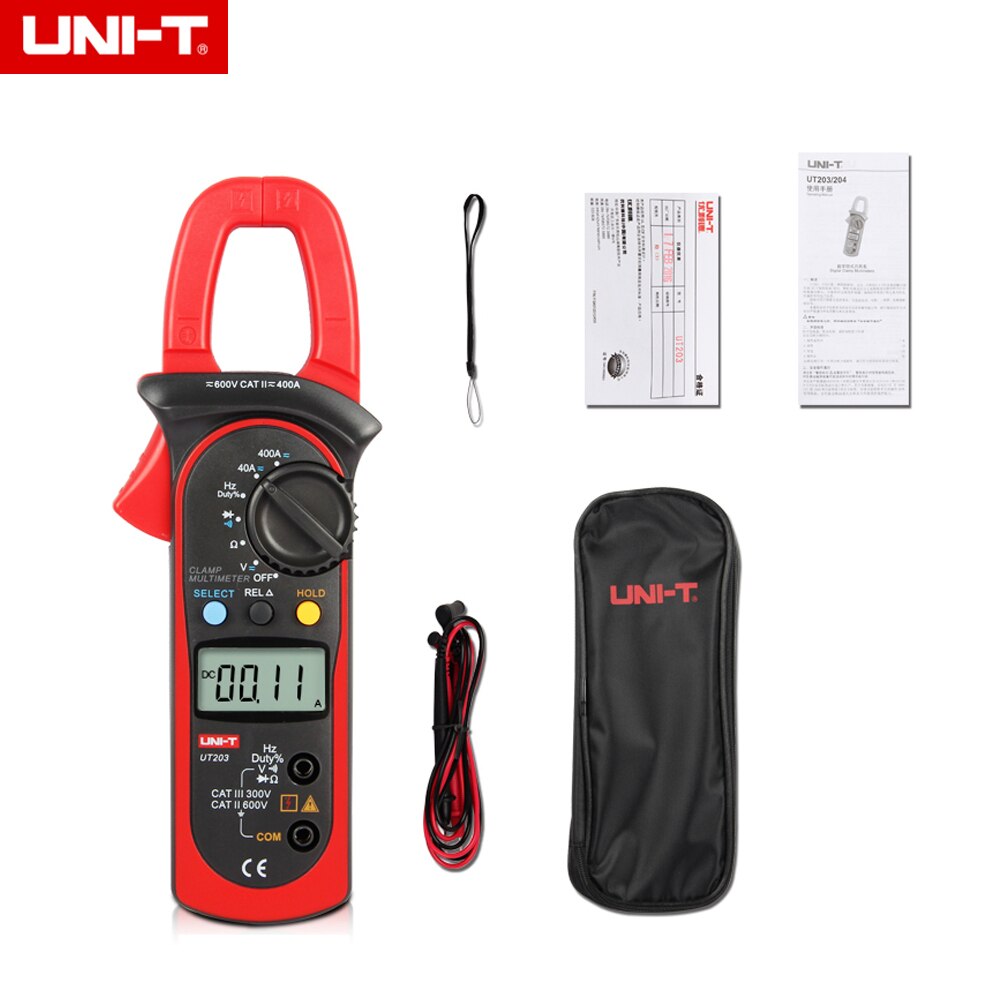 UNI-T UT203 UT 203 Digital Clamp Multimeter 3 3/4 Ohm DMM DC AC Current Voltmeter 40A/400A with 8 in 1 screwdriver