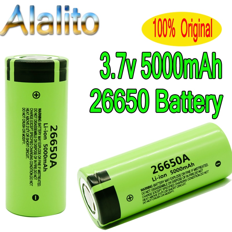 100% Original Battery For 26650A 3.7V 5000mAh High Capacity 26650 Li-ion Rechargeable Battery