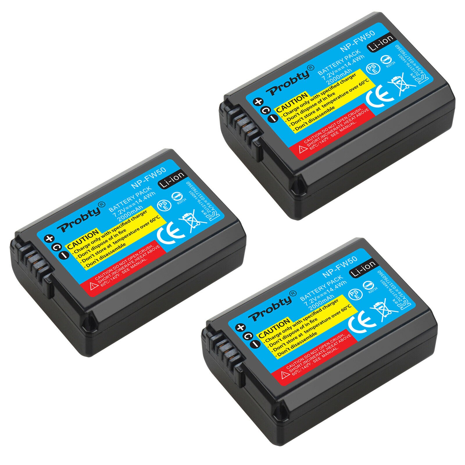4 Stuks 2000 Mah NP-FW50 Np FW50 Batterij + Led Usb Dual Charger Voor Sony A6000 A6400 A6300 A6500 A7 a7II A7RII A7SII A7S A7S2 A7R: 3 Batteries