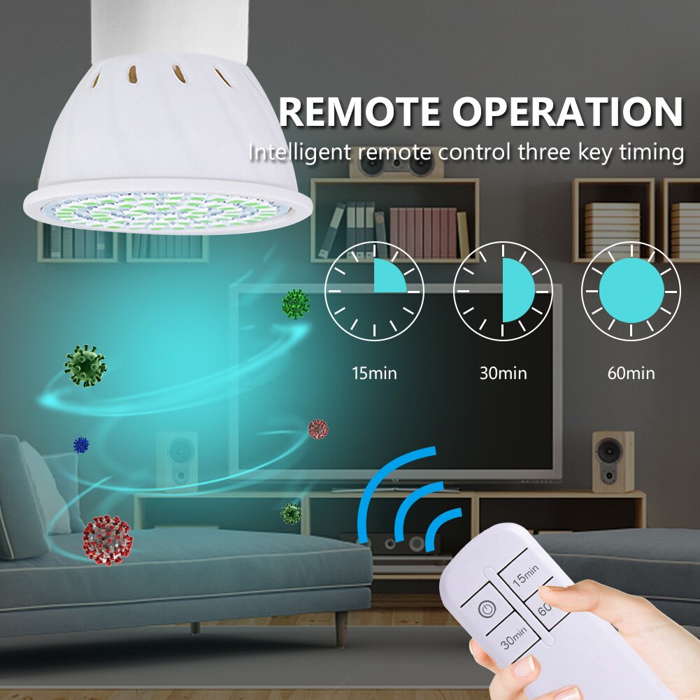 GU10/E27 UV Germicidal Light 220V UVC LED Sterilizer 130 LEDs Dust Mite Lamp Ultraviolet Germicidal Lamp Bulb for Home Bathroom