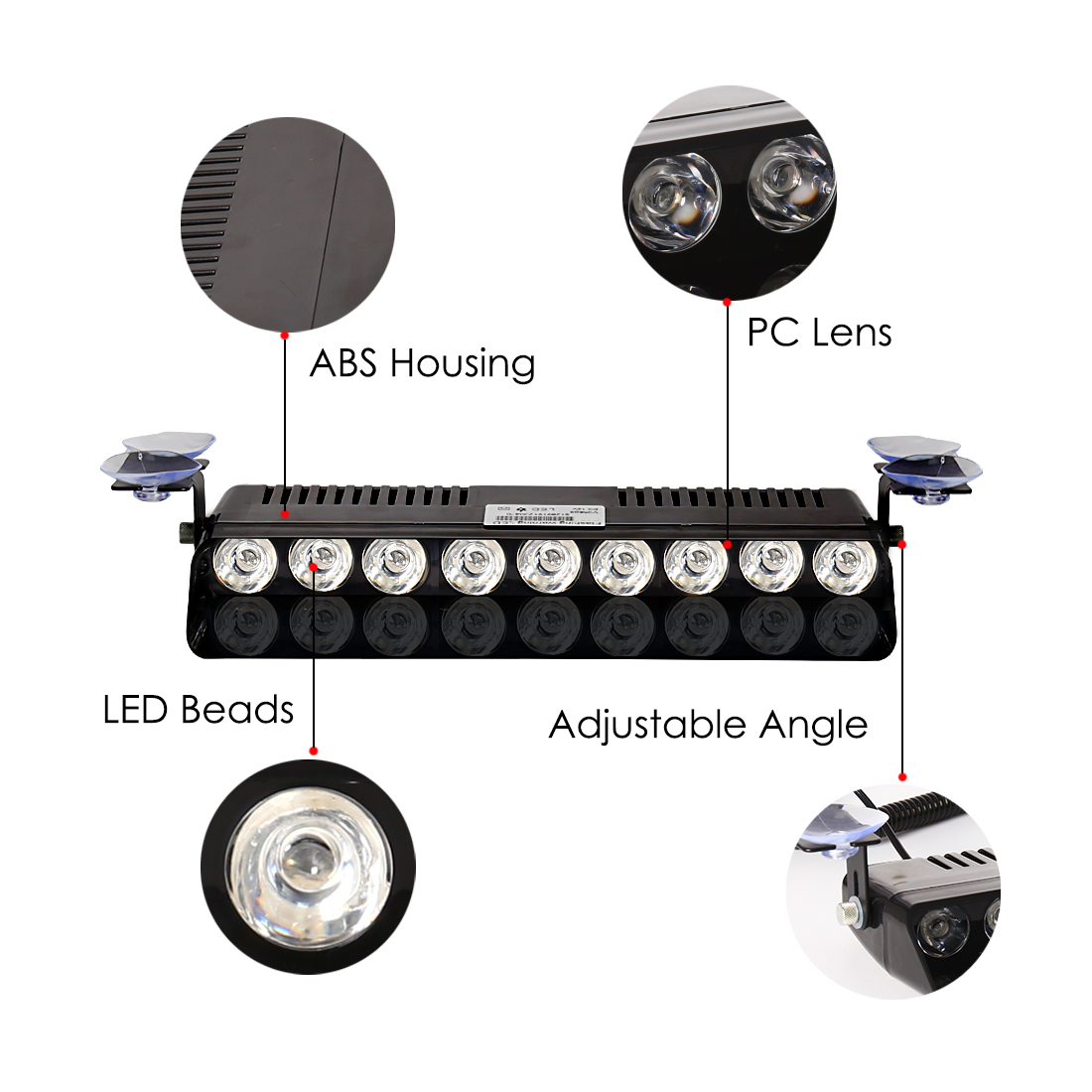 S1 9 luces LED de advertencia para coche, linternas estroboscópicas, indicador de salpicadero de emergencia, 12V, Ultra brillante, rojo, azul, amarillo y blanco
