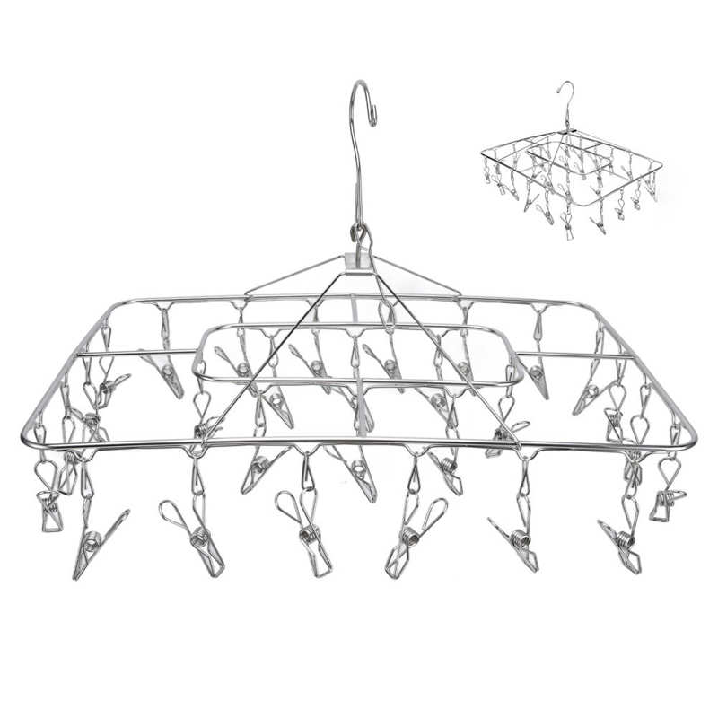 Sock Drying Rack Multifunctional Foldable High Strength Easy Open Drying Rack with 28 Clips for Baby Diapers