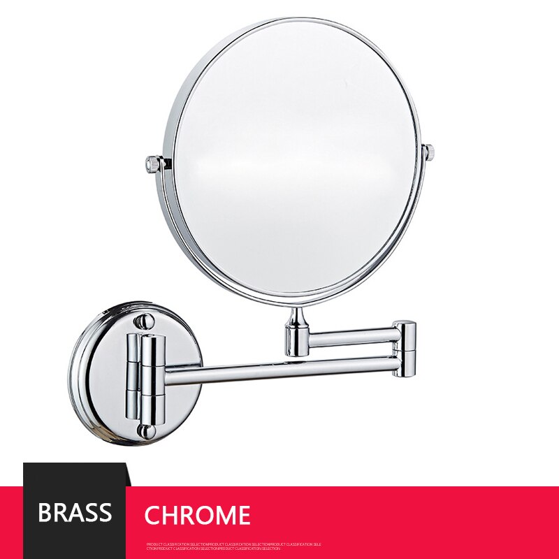 Espejo de maquillaje de oro rosa para baño, espejos redondos de latón negro mate, espejo de afeitado con aumento de 3X, espejos plegables de doble cara de 8 pulgadas: KC002