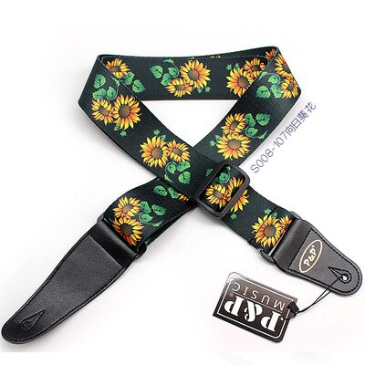 Gitarre Gedruckt Band PP Polyester Gitarre Gürtel Nationalen Blume Sonnenblumen Guitarra Gurt Musical Instrument Zubehör: 107