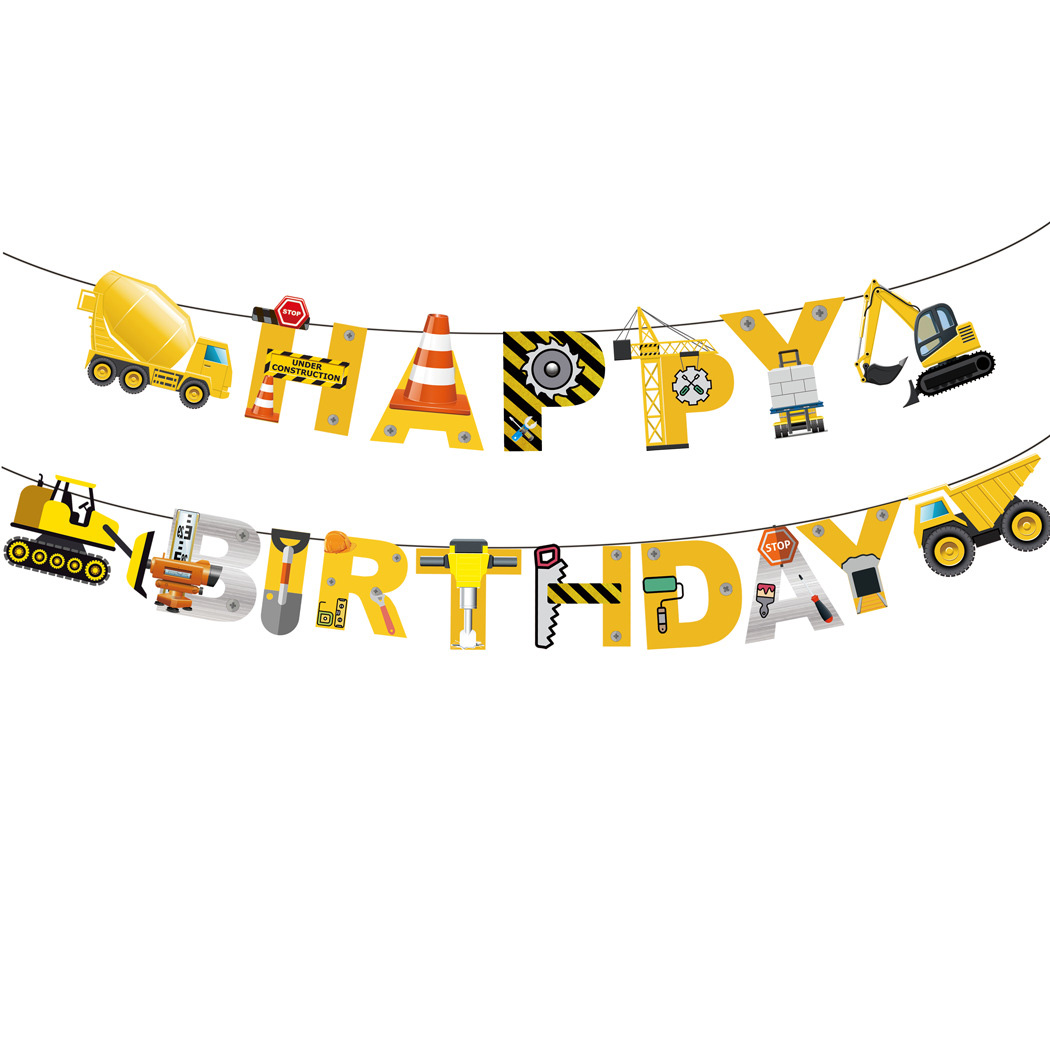 7 stks Bouw Cupcake Topper Pick Dump Truck Graafmachine Tractor Party Cake Toppers voor Kinderen Verjaardag Baby Shower Party Decor: Oranje