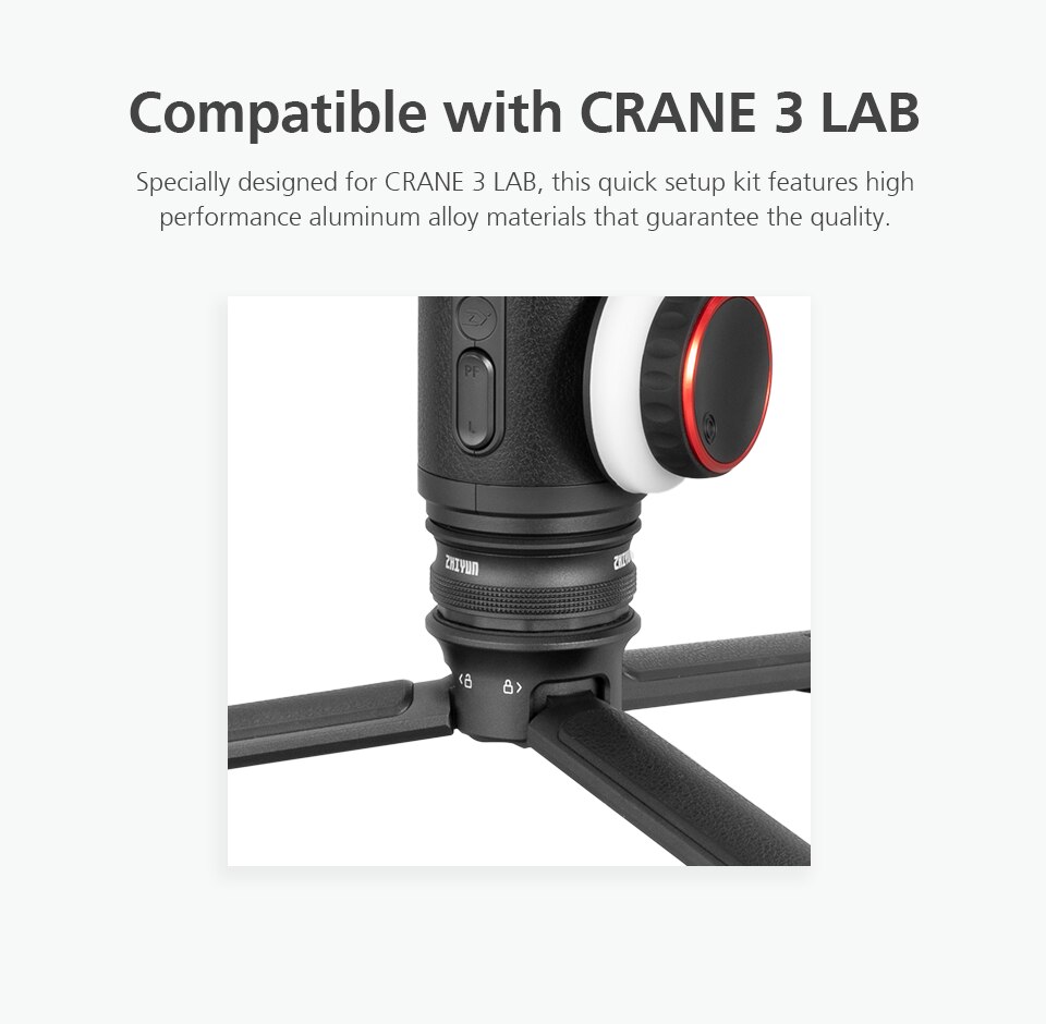 Zhiyun Crane 3 Lab Accessoires Transmount Quick Setup En Release Complete Set, met Universele 1/4 Inch Schroefdraad (1 Stuk)