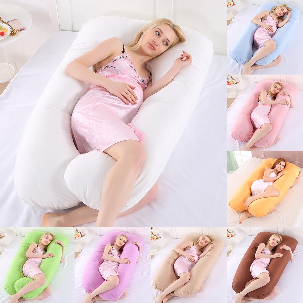 Taie d'oreiller complète en forme de U | Assortiment de 130x70cm, pour le remplacement des traversin de maternité, étui de soutien pour la grossesse, 8 couleurs disponibles
