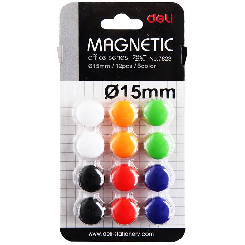 12 Stks/set Plastic 6-Color 15mm Magnetische Nail voor School Briefpapier & Office Supply