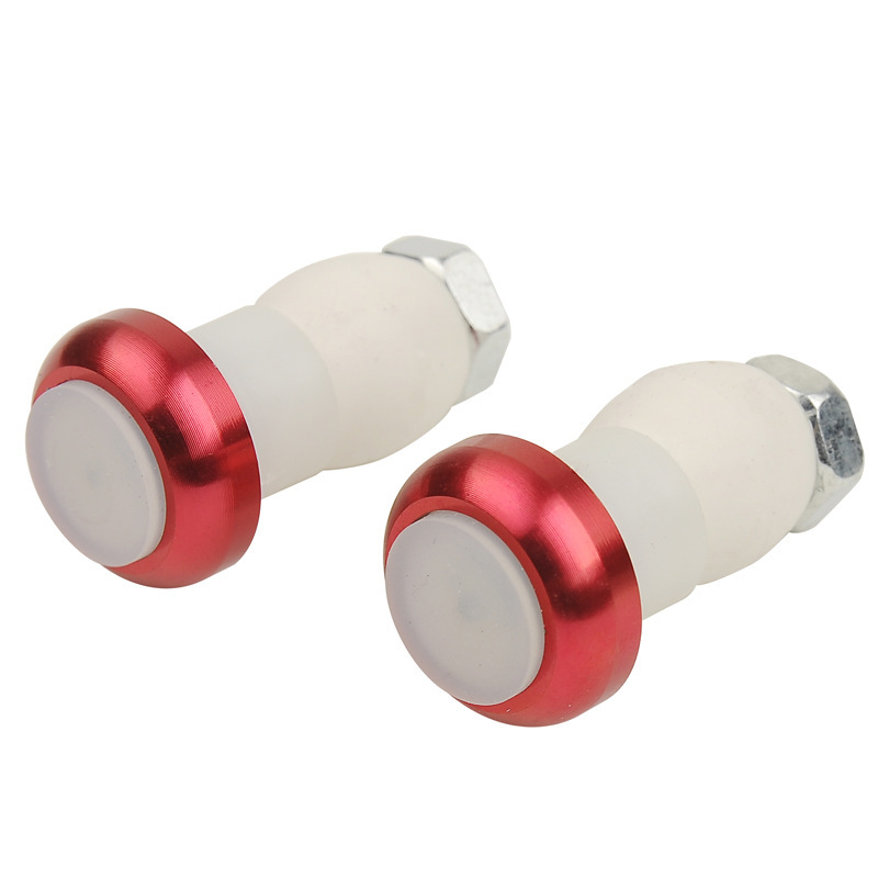 2 pièces vélo guidon lumière LED vélo lumière clignotant cyclisme poignée barre fin bouchon sécurité avertissement indicateur lampes réglables: Rouge