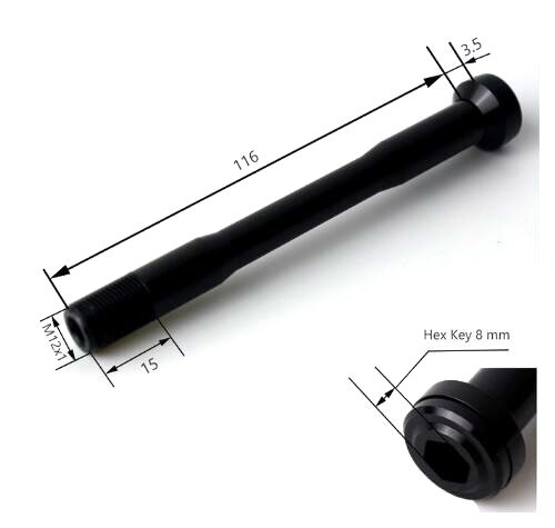 Perno passante anteriore con SYNTACE x12 12x100 per forcelle anteriori ghiaia ciclocross lunghezza testa conica 117mm passo filetto 1mm: Axle without lever
