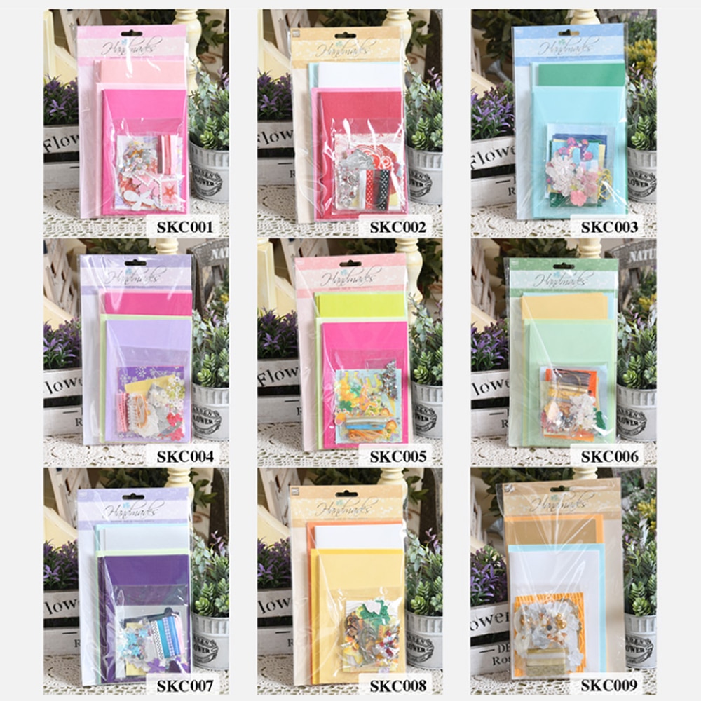 Eno Greeting complete scrapbooking diy card kit for beginner kids craft diy card making kit 6 cards and 6 envelopes