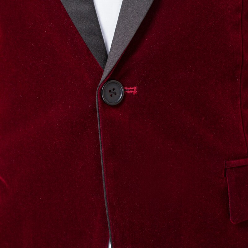 Männer Anzug königlich Blau Burgund Samt Blazer schlank passen eins Taste Bräutigam Rauchen Kostüm Herren Abendessen Jacke Formale Geschäft Blazer