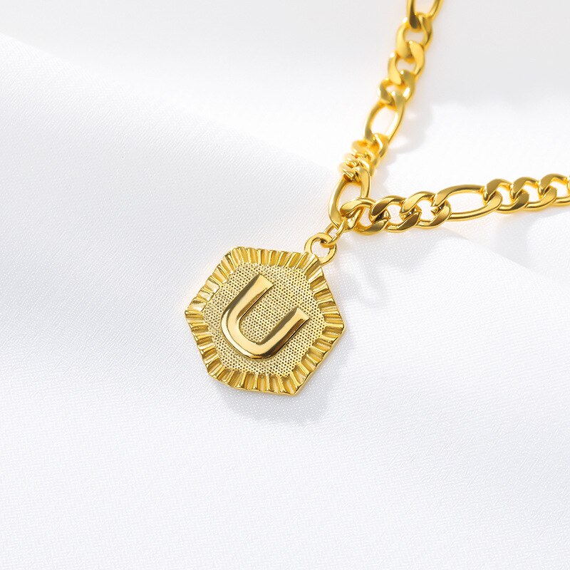 Einzel Verkaufen Goldene Sommer Hexagon Alphabet Bein Armbänder Frauen Fuß Schmuck Fuß Kette Freundschaft knapp Initial Fußkettchen: U