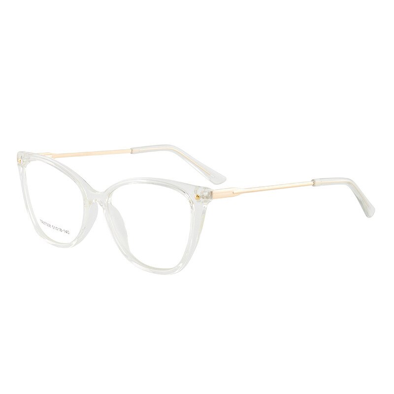 Cat Eye Anti-Blue Ray Optische Brillen Kunststoff Brille Rahmen Vollrand Frauen Stil mit Frühling Scharniere: Transparent