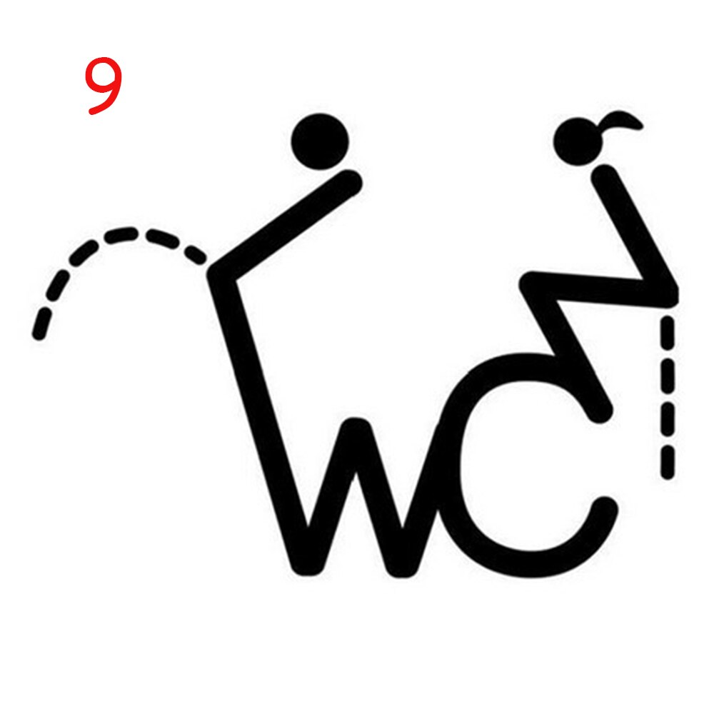 Waterproof Wall Art Mr. &amp; Mrs. Decals Public WC Sign Toilet Stickers Removable Poster Funny Pattern Bathroom Door Ornament: 9