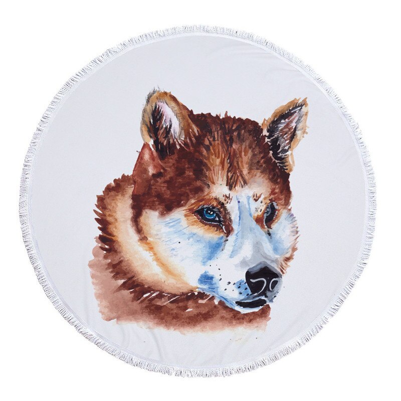 Mikrofiber strandhandduk med tofsar för vuxna barn yoga tofs vargfilt stor rund handduk tryckt gobeläng heminredning: 7