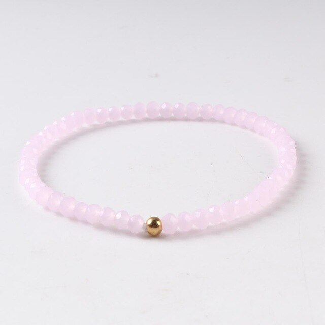 Boho DIY proste kolorowe szkło kryształowa czerwień róża złote koraliki Wrap bransoletka Femme bransoletki dla kobiet: Pink