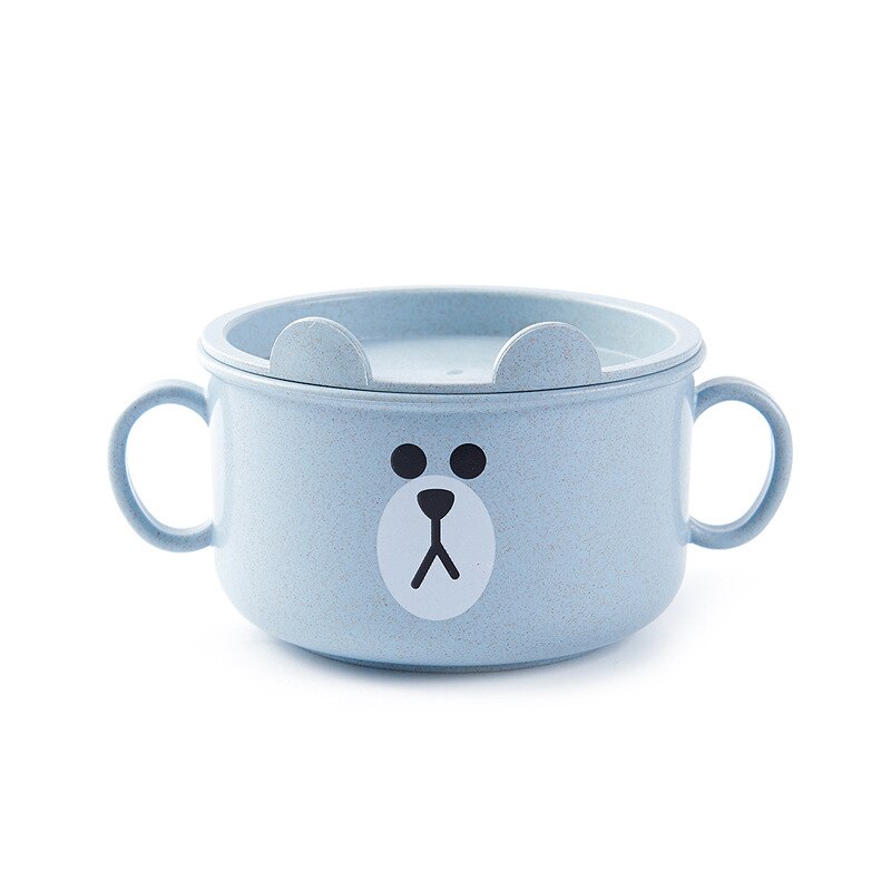 Platos de bambú con dibujos animados para bebé, Mantel Individual con contenedor de comida, tazón de alimentación infantil, vajilla de 3 colores para niños NBB0326: Blue