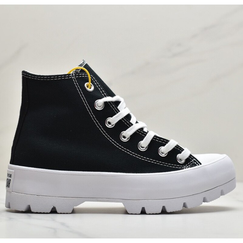 plimsolls canvas sneakers rope soled shoes skateboard shoes Overfire thick bottom cork high top Star Bag Lindy Soft bottom: Black / 42