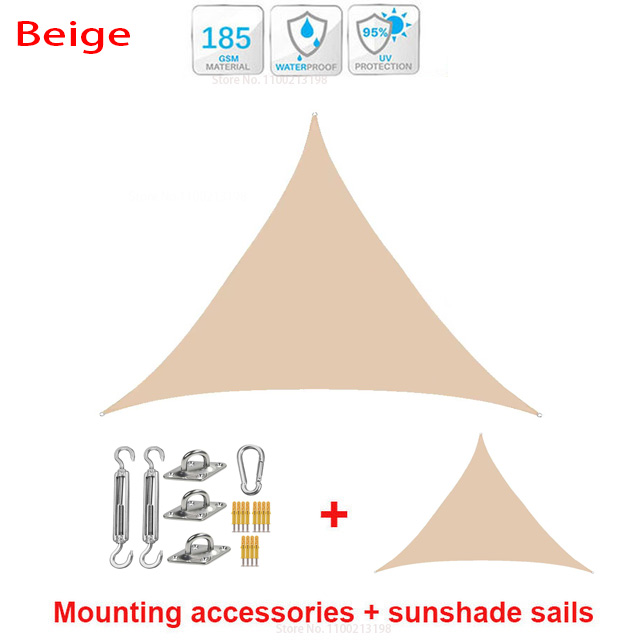 Pare-soleil triangulaire, bougie étanche, jardin aquatique extérieur, cour, fête, parasol, piscine de camping sur la plage, pare-soleil: 2*5 M / Gris clair