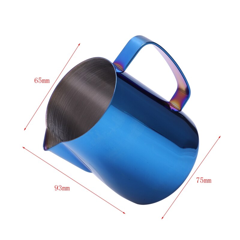 Rustfrit stål titanium blå skumkande espresso kaffekande damp & skum mælk til latte og cappuccino