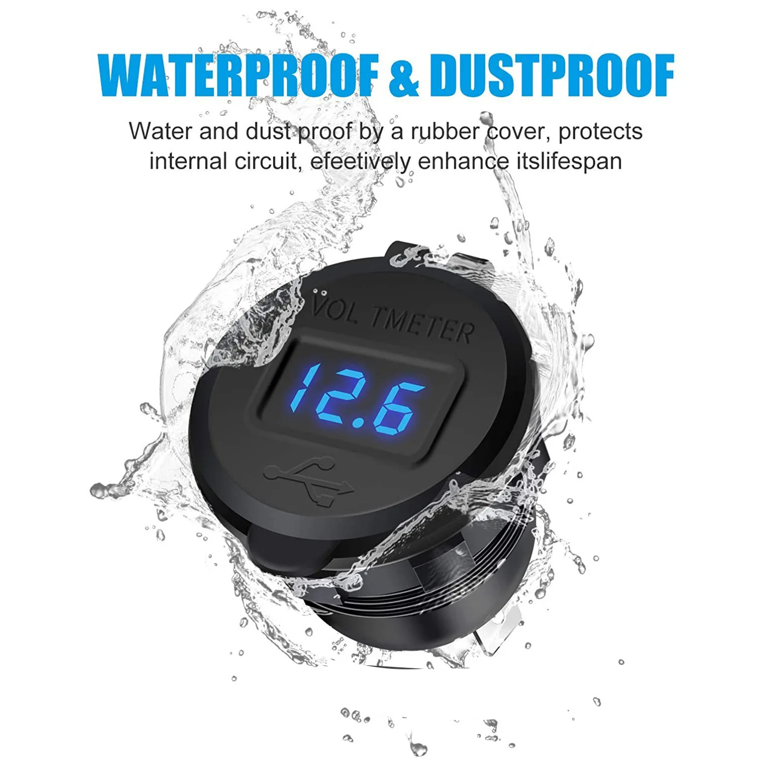 12V/24V 36W QC3.0 Metal Car Lighter Socket Plug LED Display Switch Waterproof USB Charger socket For Phone Tablet