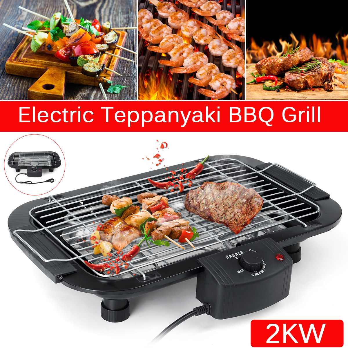 220V Niet Stok Temperatuurregeling Elektrische Bbq Teppanyaki Barbecue Grill Bakplaat Tafel Top Smeless Voor Outdoor Huishoudelijke Coing