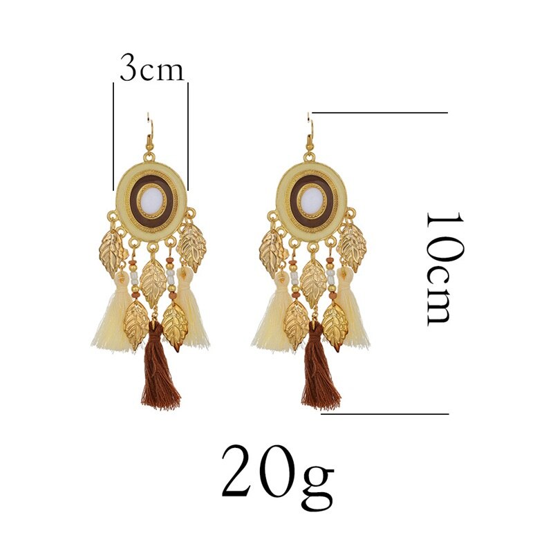 DUOJIAOYAN Euro-American retro Bohemian earring national wind geometry leaf earrings accessories for girls