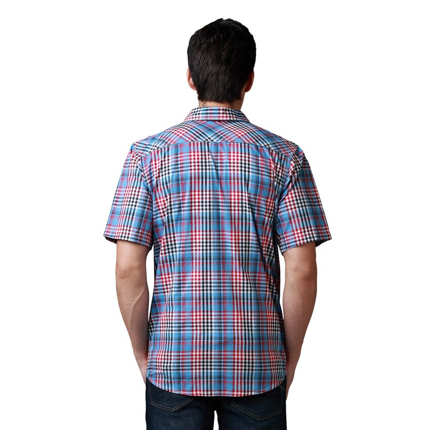 Mannen shirt korte mouw check plaid 100% Katoen vintage gewassen zachte Europese maat Item s s