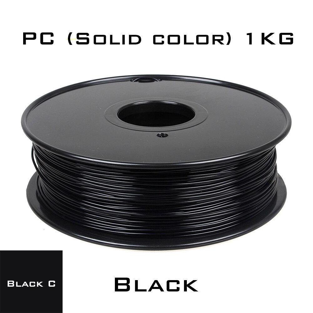 3Dsway Pc 1.75Mm Filament 1Kg Polycarbonaat Taaiheid Verbruiksartikelen Zwart Wit Transparant Materiaal Voor 3D Printer Multi-kleuren: PC Black