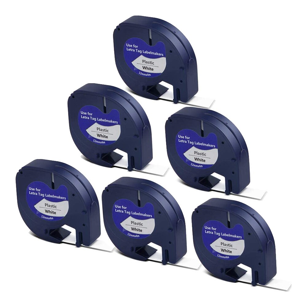 6Pcs LetraTag Refills Label Tapes Label Maker for Dymo 91331White 4M x 12mm Label Printer for Dymo Label Maker
