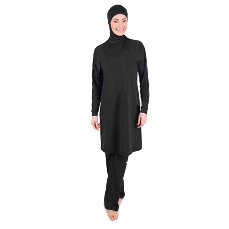 Plus Size Vrouwen Volledige Hijab Bescheiden Badmode Muslimah Vrouwelijke Baden Burkinis Islamitische Vrouwen Meisjes Moslim Badpak: XXXL