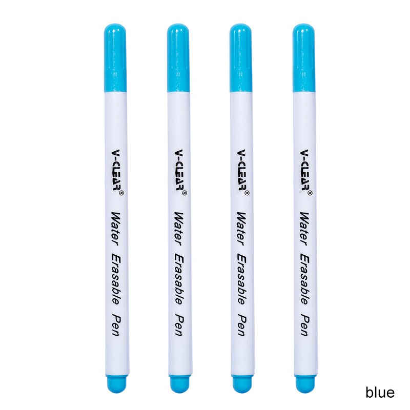 Miusie 4 stk opløseligt korssting vand sletbare kuglepenne gennemtrængning blæk stof markørpenne diy håndarbejde syning værktøj: Blå