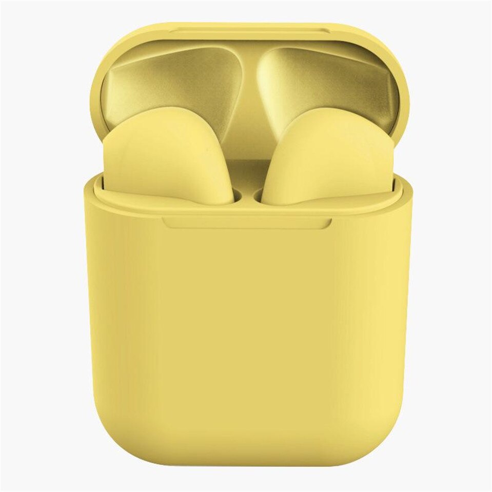 Macaron inPods 12 i12 TWS Auricolare Bluetooth Mini Cuffia Senza Fili Auricolari Bluetooth Auricolare con Box Di Ricarica Auriculars Fone: yellow no box