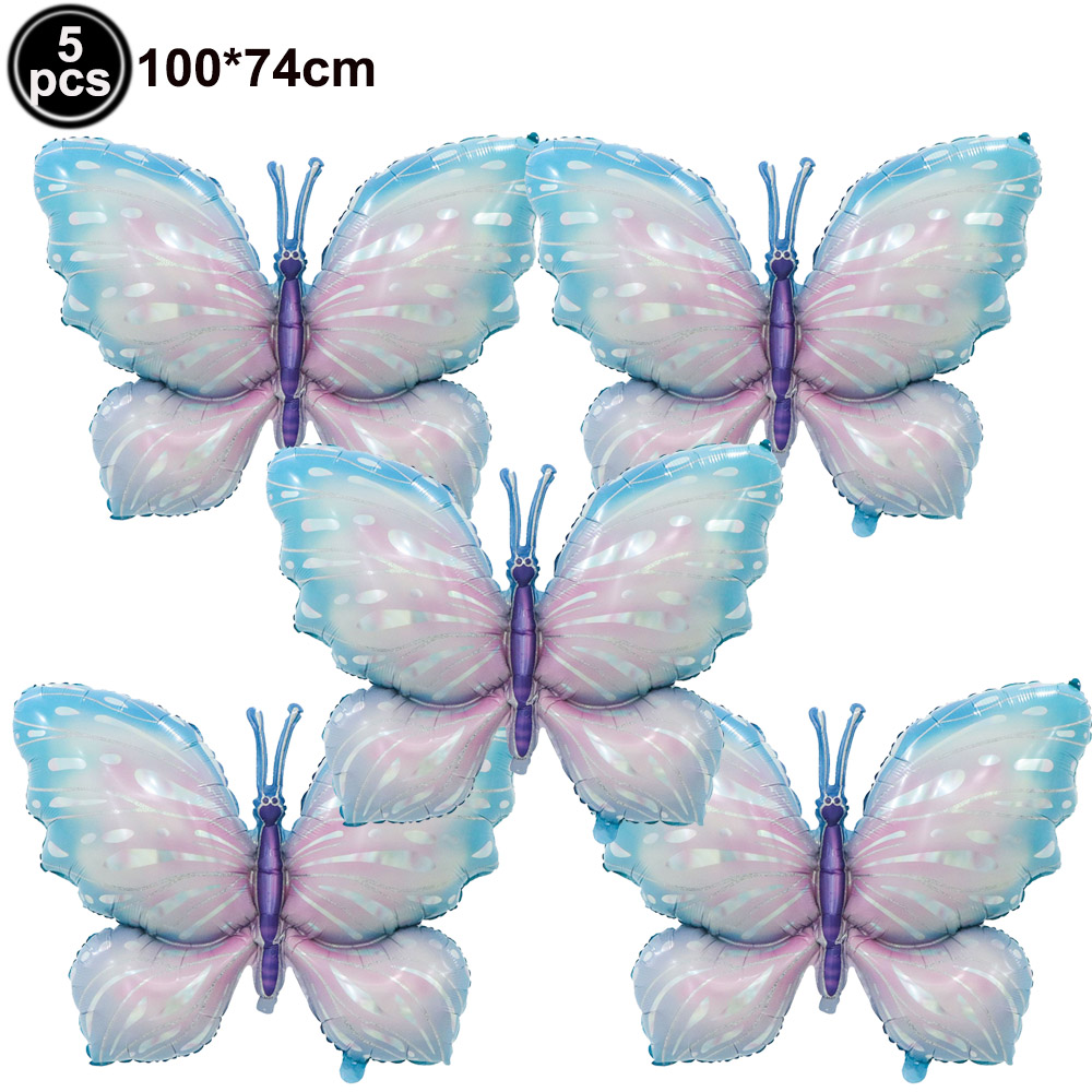 5 uds. Globos coloridos de papel de aluminio con forma de mariposa, globos con temática de mariposa, decoraciones para de cumpleaños, boda, Baby Shower: RUBY