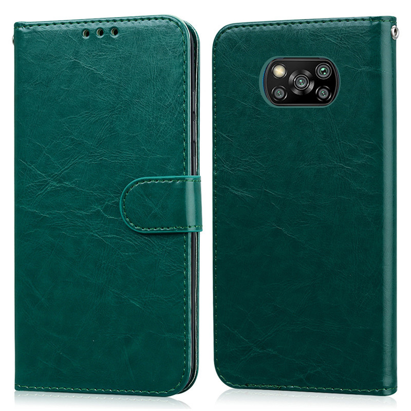 For POCO X3 NFC Case Leather Wallet Phone Case For Xiaomi POCO X3 Pro Case Flip Magnetic Wallet Case On for POCO X3 NFC Cover: For POCO X3 NFC / Dark Green