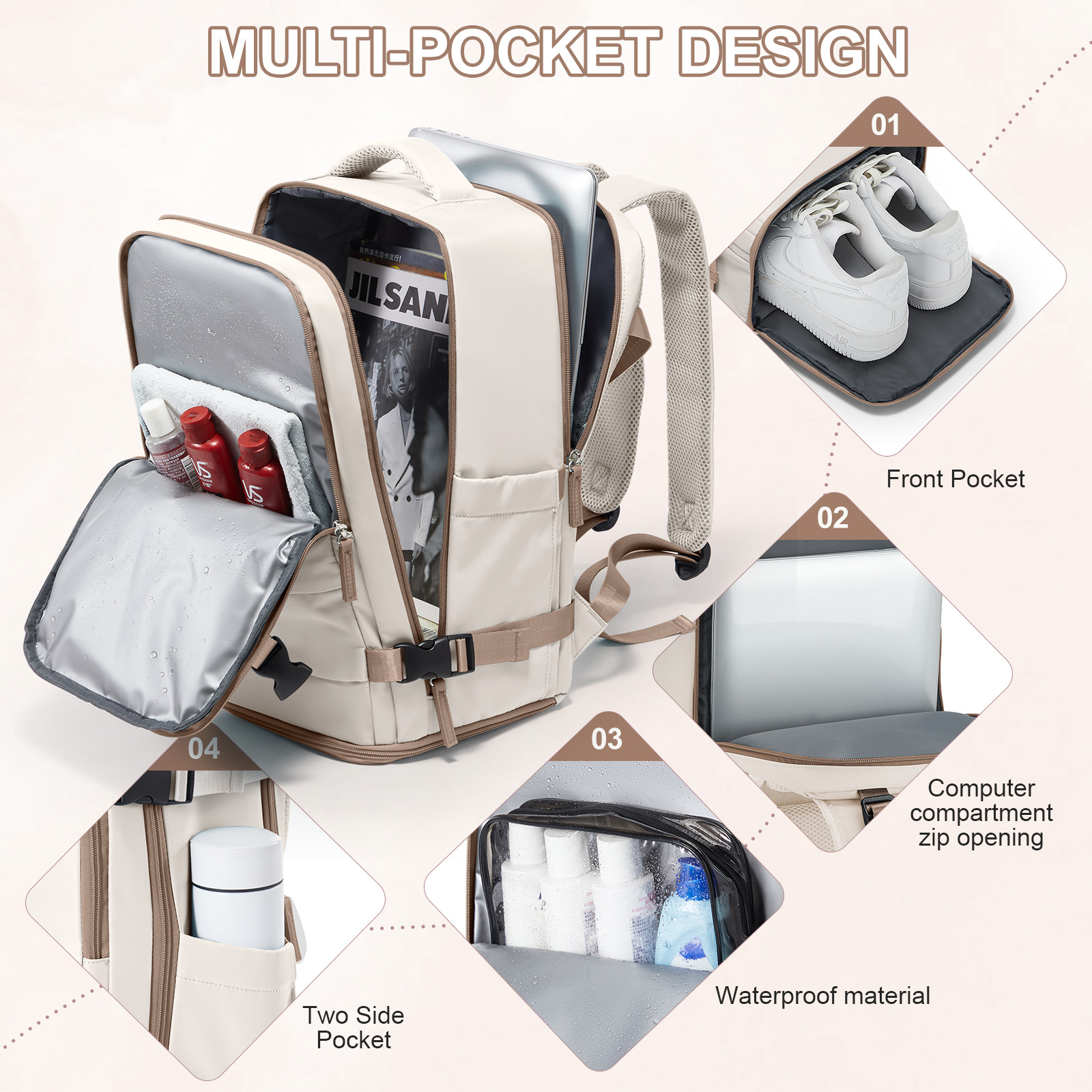 Travel Backpack for Women Men, Hand Luggage Backpack Business College Laptop Carry on Backpack Travel Cabin Airplane 40x20x25