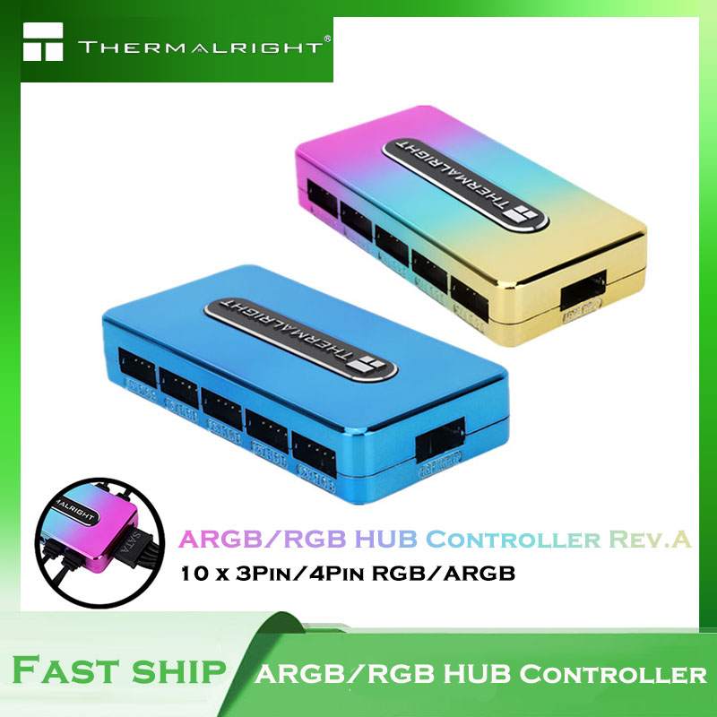 Thermalright RGB Fan Lighting HUB,SATA Power Supply,M/B SYNC Light Control,PC Case 10x3Pin/4Pin ARGB/RGB HUB Controller Rev.A