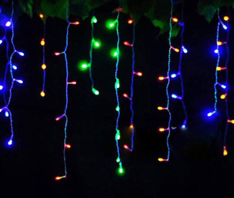 Julelys udendørs dekoration 5 meter hængende 0.4-0.6m led gardiner istap streng lys år bryllupsfest krans lys: Flerfarvet